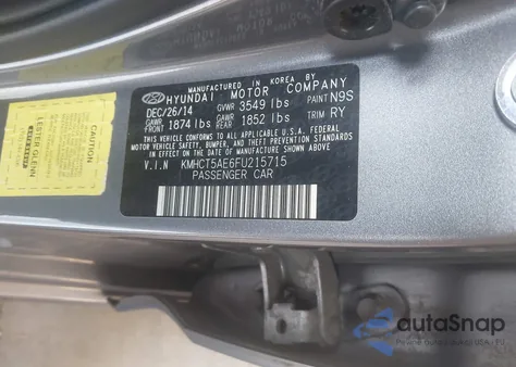 2015 Hyundai Accent Gs from USA, damaged, VIN KMHCT5AE6FU215715